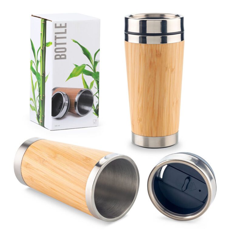 Mug Metálico con Bamboo 500 ml