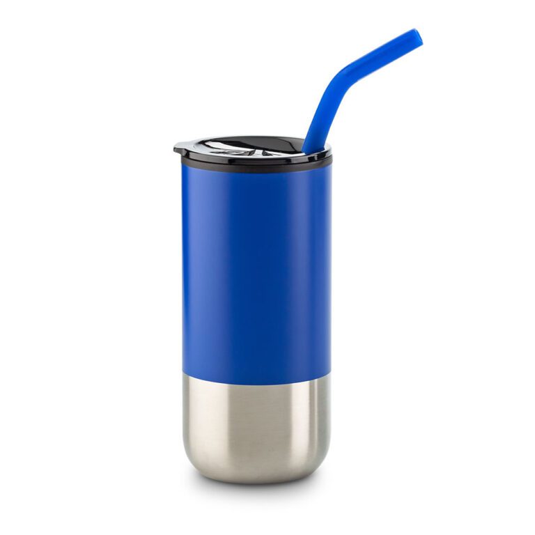 Mug Metálico con Pitillo 600 Ml