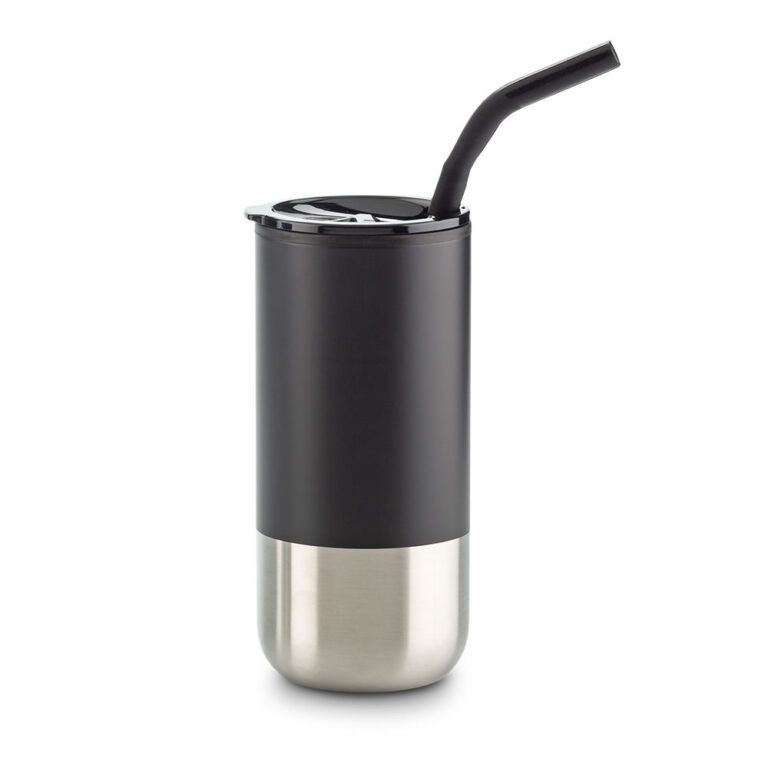 Mug Metálico con Pitillo 600 Ml