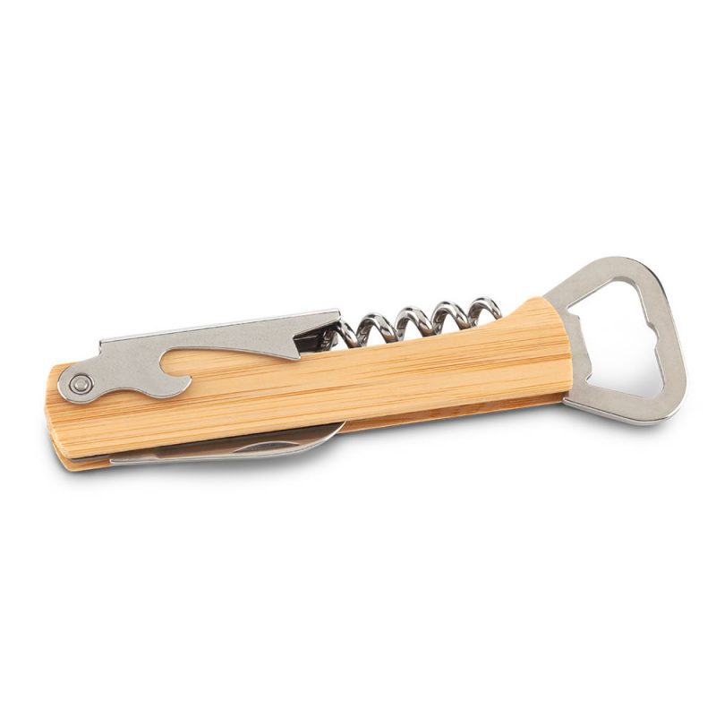 Navaja integrada del Destapador Bamboo Wine, ideal para tareas pequeñas y precisas.