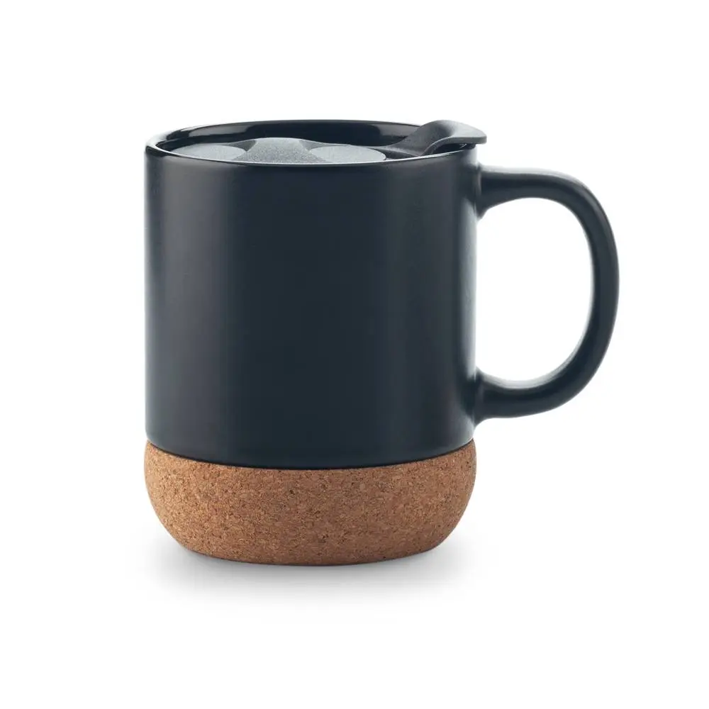Mug Cerámica Con Corcho 11 OZ MG-112 Negro Mug Cerámica Con Corcho 11 OZ