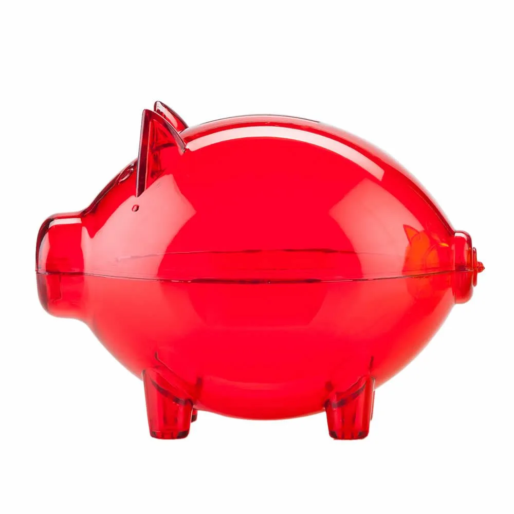 div 464 ROJO Alcancía Mini Cerdito Cristal