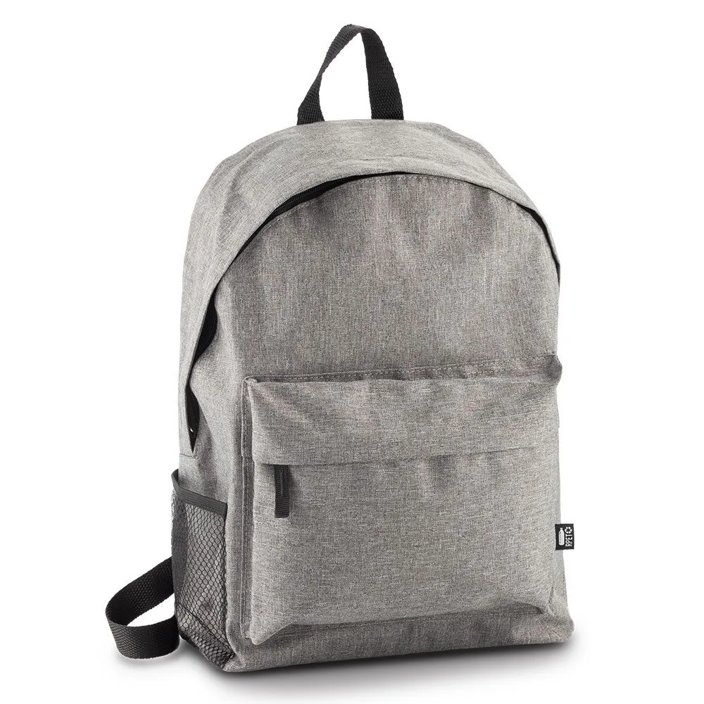 Primer plano del material reciclado del Morral Backpack Asher RPET, hecho de botellas de agua recicladas.