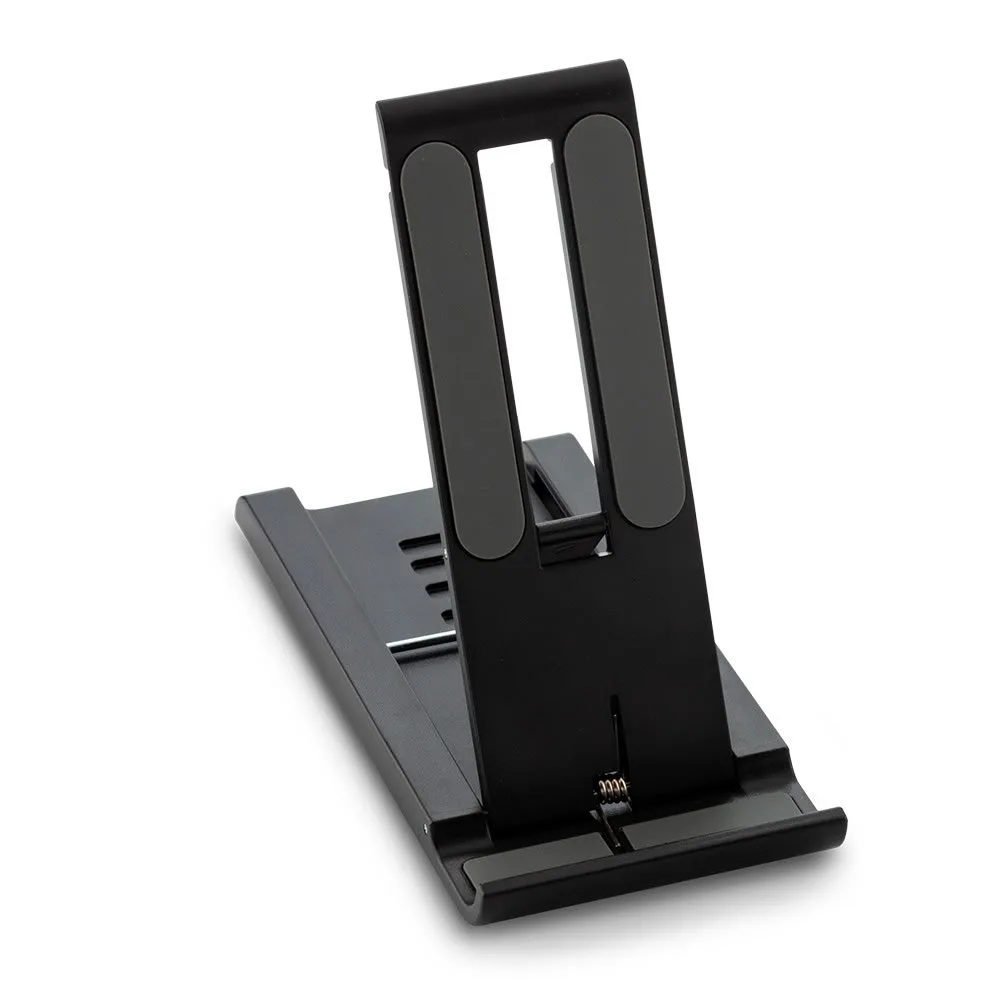 tec-497 NEGRO1 Soporte para Móviles Miller mostrando diferentes ángulos de ajuste disponibles