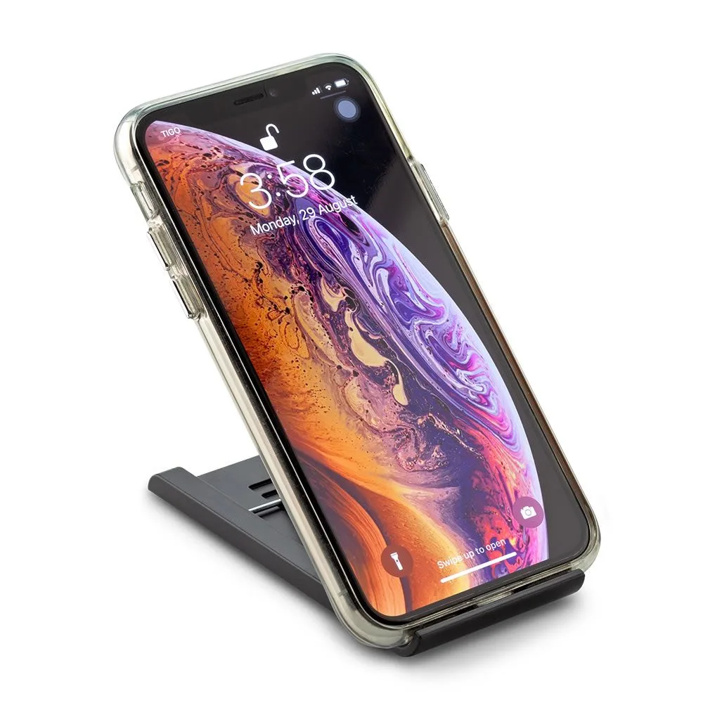 tec-497 general1 Soporte para Móviles Miller sosteniendo un smartphone, mostrando su ajuste de altura