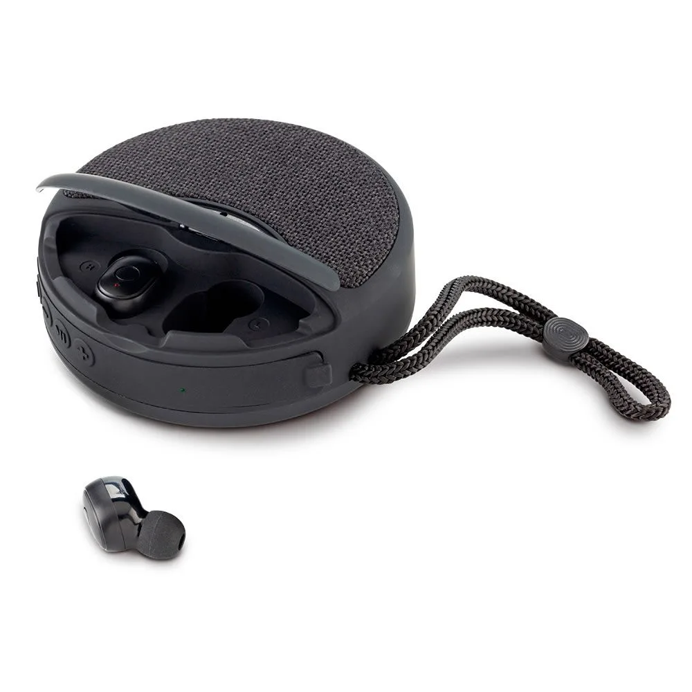 tec-499 NEGRO1 Speaker Bluetooth plástico de 3W con audífonos incorporados.