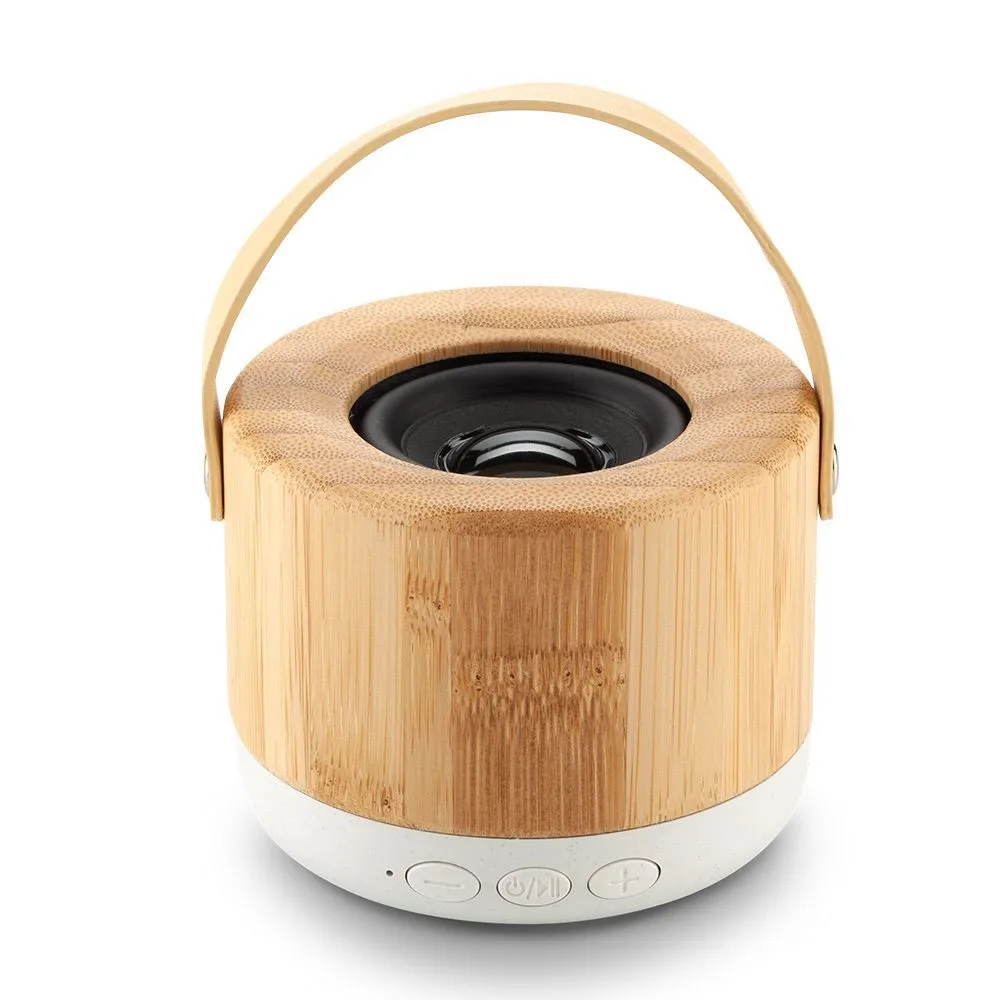 Speaker Bluetooth Ringo Bamboo con manija para cargar