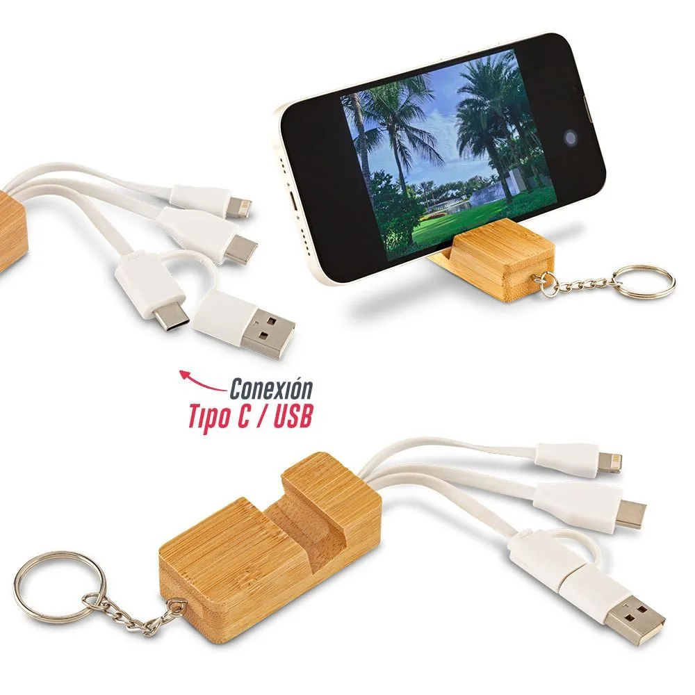 tec-566 general Cable Multicargador 3-1 Bamboo