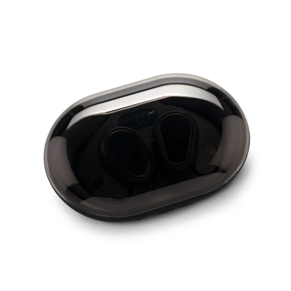 Estuche portátil de los Audífonos Bluetooth Jumper con display LCD.