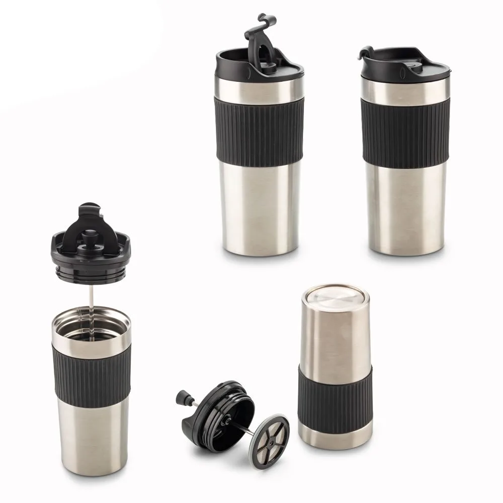 mg-384 general Mug Metálico con Prensa Francesa 450 Ml