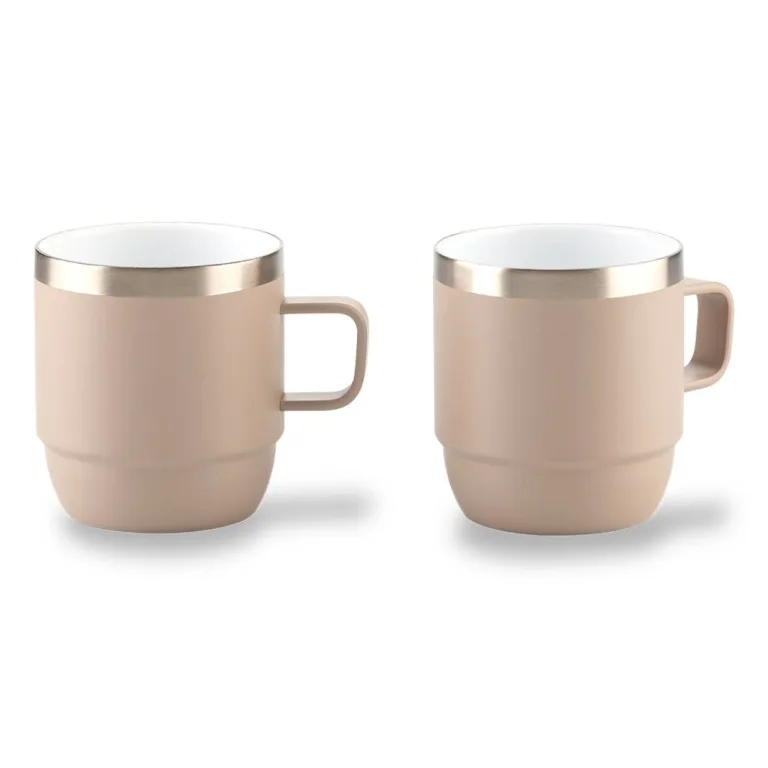 set de mugs metálicos Stylor 200 ml acero inoxidable doble pared