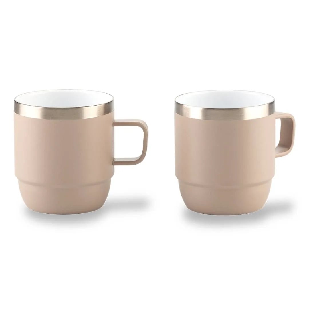 set de mugs metálicos Stylor 200 ml acero inoxidable doble pared