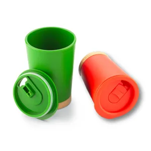 Mug con tapa protectora y base de bambú natural, 300 ml.