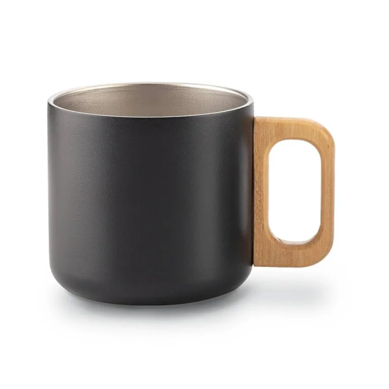Mug Metálico Avenix 350 Ml MG-423 acero inoxidable con bambú ecológico y doble pared