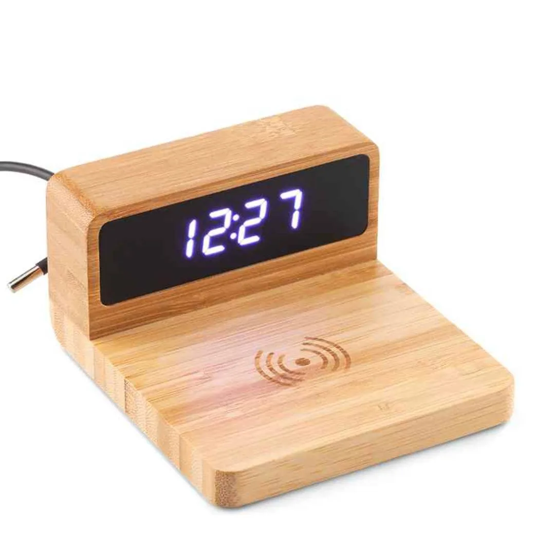 Cargador Inalámbrico Bamboo Clock