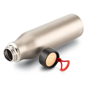 Botilito metálico ecológico Plugsy 750 ml acero reciclado con tapa de bambú