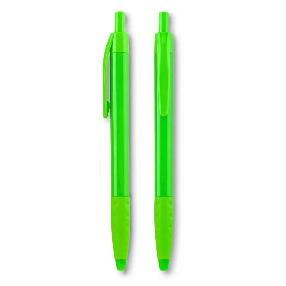 Bolígrafo Vinnie Grip general1 Vista frontal y posterior del Bolígrafo Vinnie Grip verde con mecanismo push