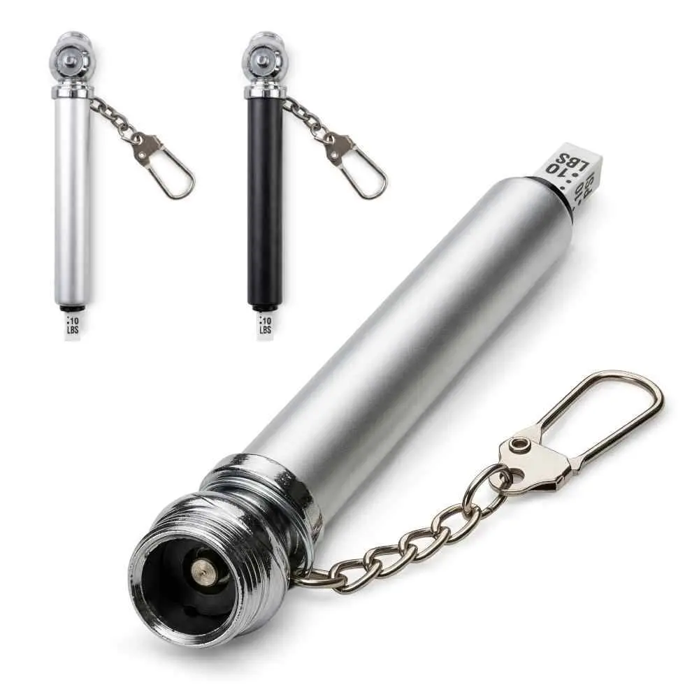 Medidor de Presion Atmo HR-333 general Medidor de presión Atmo HR-333 para neumáticos en colores negro y plateado con llavero metálico